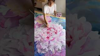 Big #watercolor #painting My lovely painting with peonies and hydrangeas #italy #flower