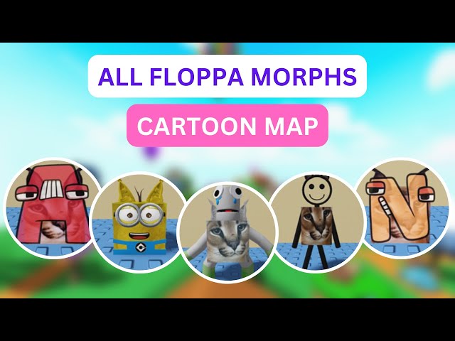 ENCONTRAMOS OS FLOPPAS DESENHO ANIMADO NO MUNDO DE CARTOON!!! (ROBLOX -  FIND THE FLOPPA MORPHS) 