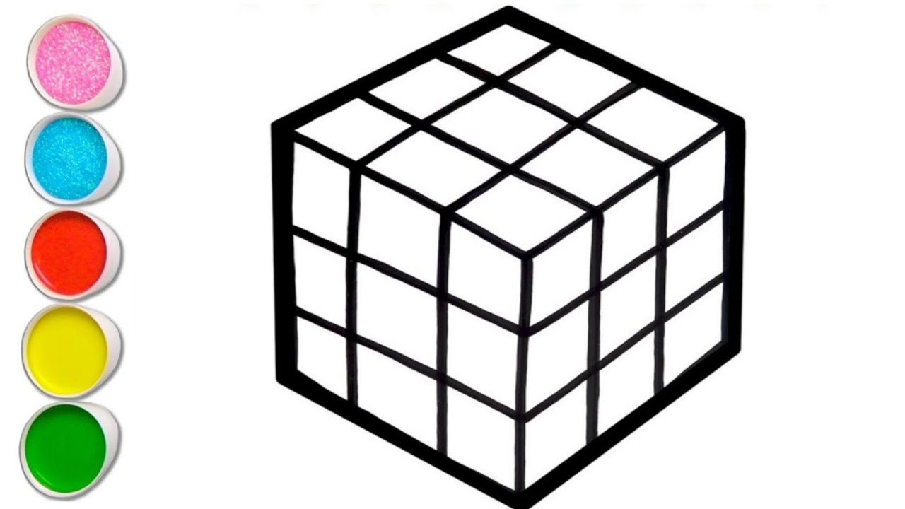 Cube Drawing, Painting And Colouring For Kids &Toddlers 3| How To Draw ...