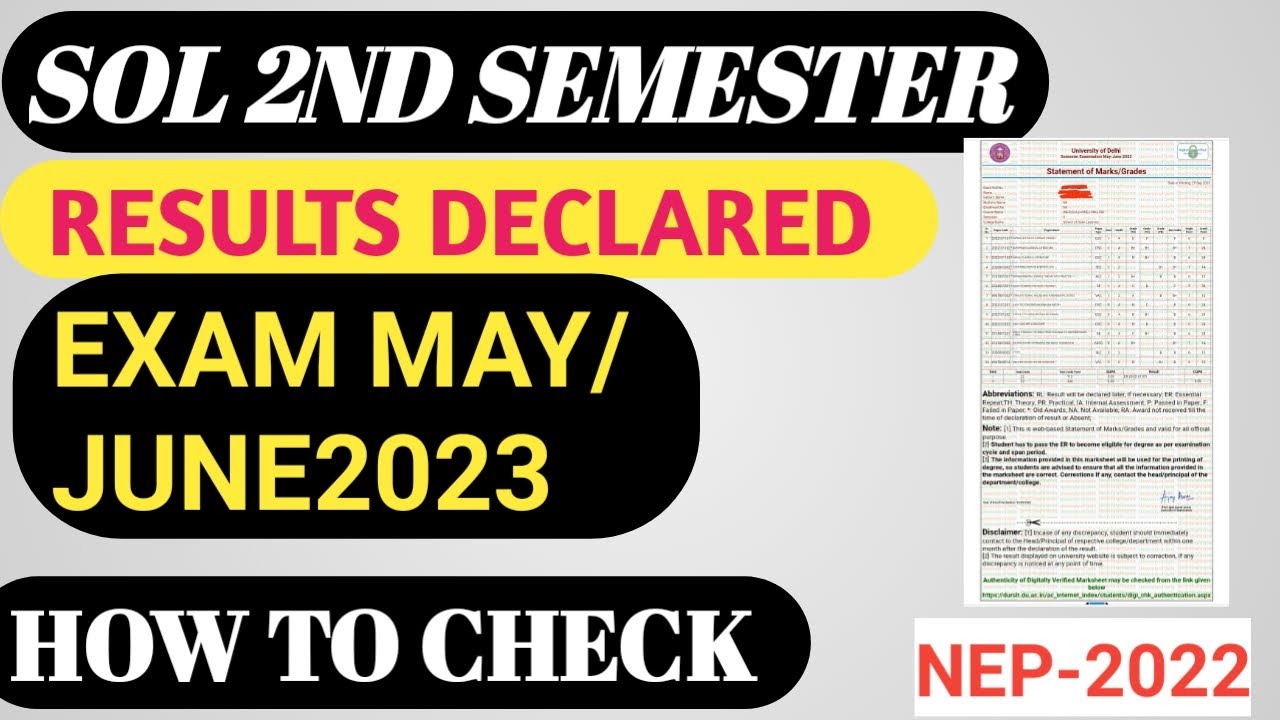 SOL 2nd SEMESTER results declared exammay/june2023|how to download ...