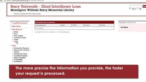 Barry University - Library Services Tutorial: Submitting Interlibrary Loan Requests