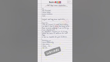 Formal letter - Write a Letter to the Principal for half Day Leave | Half Day Leave Application