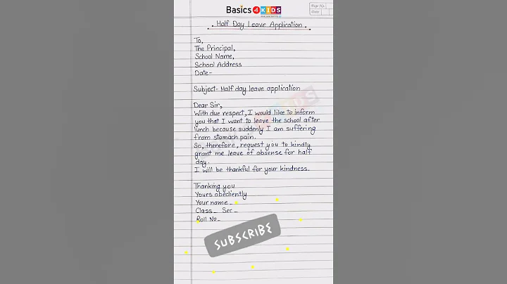 Formal letter - Write a Letter to the Principal for half Day Leave | Half Day Leave Application