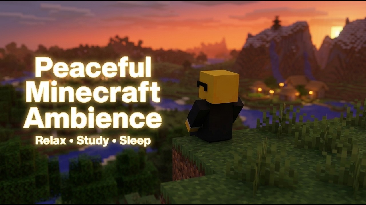 Minecraft Sunset Ambience 🌅 Relaxing Music for Study, Sleep & Chill ...
