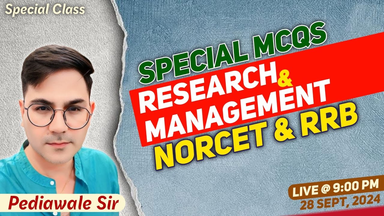 NORCET 7.0 & RRB, Research & Management Special MCQs Class by Dr. Pankaj Singh Sir