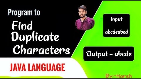 Java Program To Find Duplicate Characters In String || By Harsh