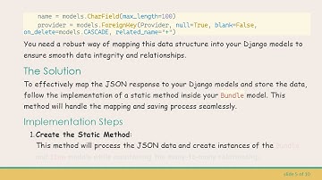 How to Map and Store External API Responses in Django Models with Many-to-Many Relationships