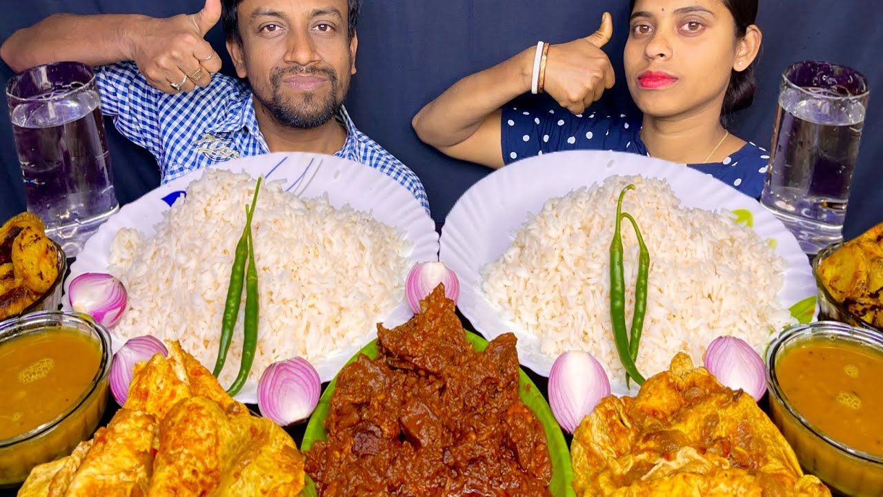 Spicy Mutton Kala Rogan Josh With Rice Eating Challenge || Dal Chawal || Egg Curry || Food Challenge