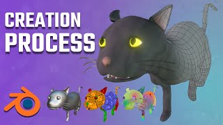 Cat modeling timelapse - Made in Blender
