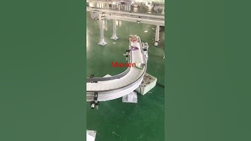 Maxsen 180 degree curved W140 flexlinks chain conveyor testing