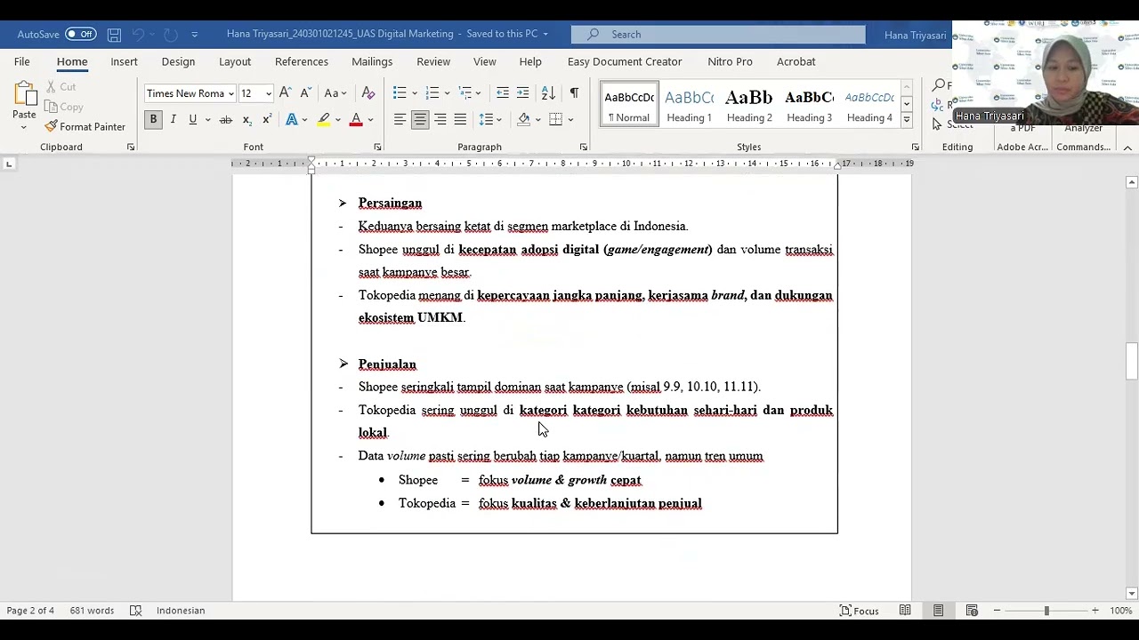 Video UAS Digital Marketing - Analisis Shopee dan Tokopedia