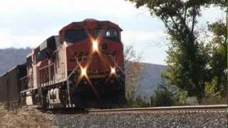 CSX: BNSF engines on a fast moving coal Train