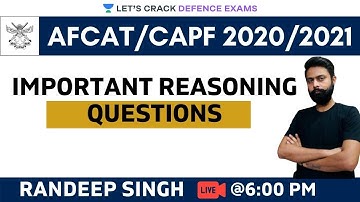 Important Reasoning Questions | Reasoning | Target CDS/CAPF/AFCAT/NDA 2020-2021 | Randeep Singh