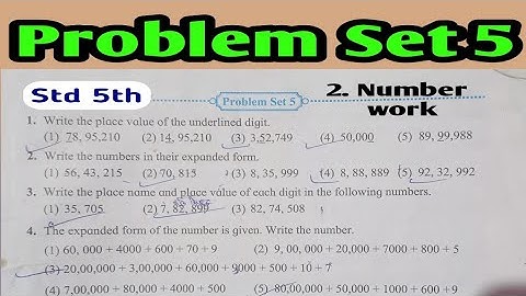 Problem set 5 class 5th || chapter 2.number work|| digit place value   || Maharashtra board