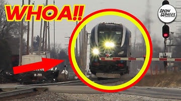 WHOA!! Passenger Train hits sharp curve at High-speed!