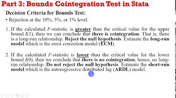 (Stata13):Estimate Bounds Cointegration Test #ardl #ecm #boundstest #cointegration