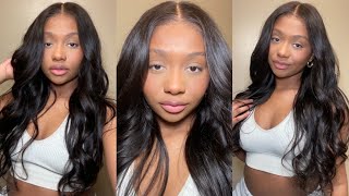 GLUELESS CLOSURE INSTALL | 7x5 Bye-bye Knots Body Wave Wig | Ft. BeautyForever Hair