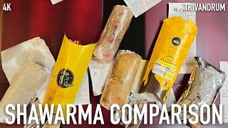 Trivandrum Shawarma Comparison | Lulu, Turkish Ottoman, Zam Zam, Istanbul, Wrap a Loop, BBQ Space