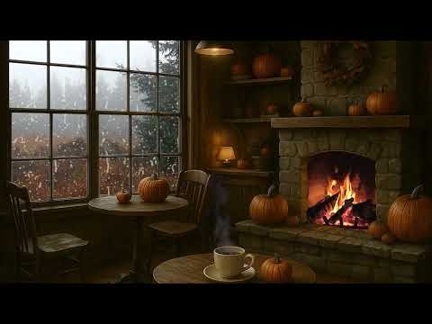 Cozy Autumn Reading Nook - Rain sounds, howling wind & Cozy log fire [3 hours]