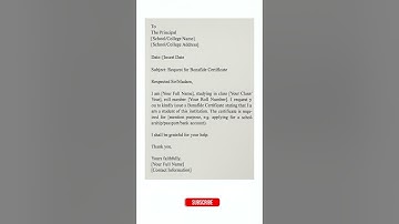 Formal Bonafide Certificate Request Letter for Students