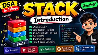 Stack DS Part - 2 Implementation 🔥 | DSA Telugu | LIFO, Push, Pop & Real-Life Examples |