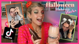 Δοκιμάζω περίεργα TikTok Makeup Hacks - Halloween Edition | katerinaop22