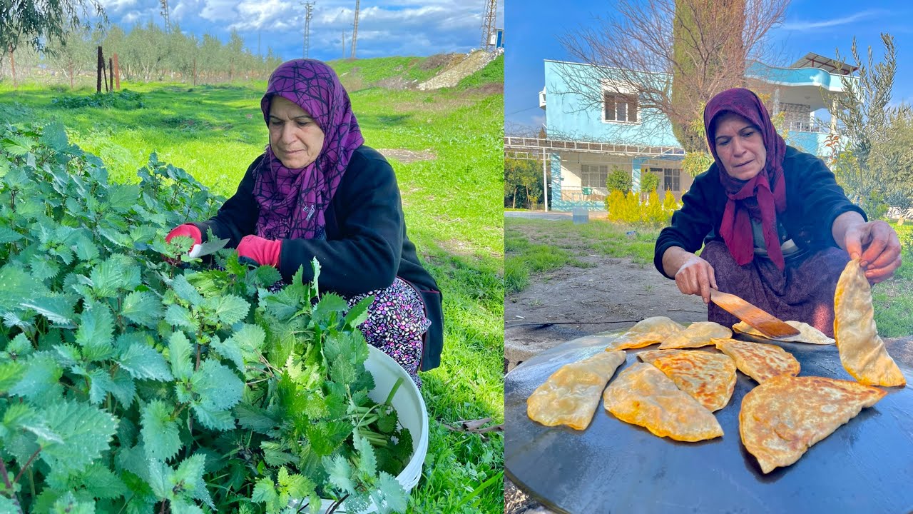 ISIRGAN OTU İLE GÖZLEME TARİFİ ????EL AÇMASI ISIRGAN OTU BÖREK YAPIMI KÖY EVİ YENİ TARİF