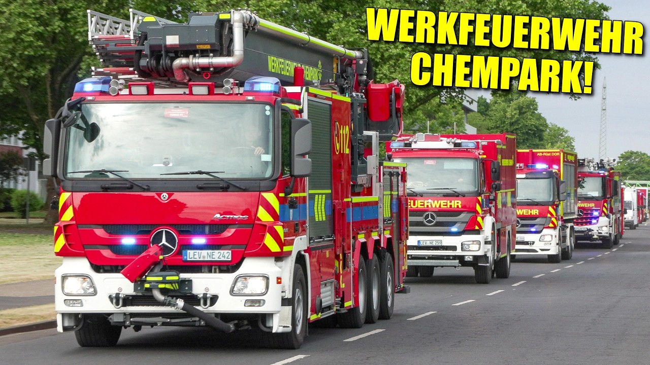 [WERKFEUERWEHR CHEMPARK DORMAGEN!] - Blaulicht-Event: Übung | Fahrzeugvorstellungen | Showfahrt -