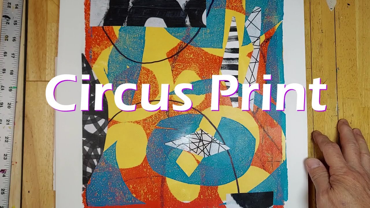 Circus Print: Medium format gel print with 3 layers of color + collage