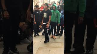 Body pumping street dancers in London Piccadilly Circus