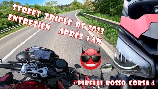 Street Triple RS 2023  Entretien après un an + Pirelli Rosso Corsa 4