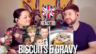 BRITS REACT | British Highschoolers Try Biscuits & Gravy | BLIND REACTION