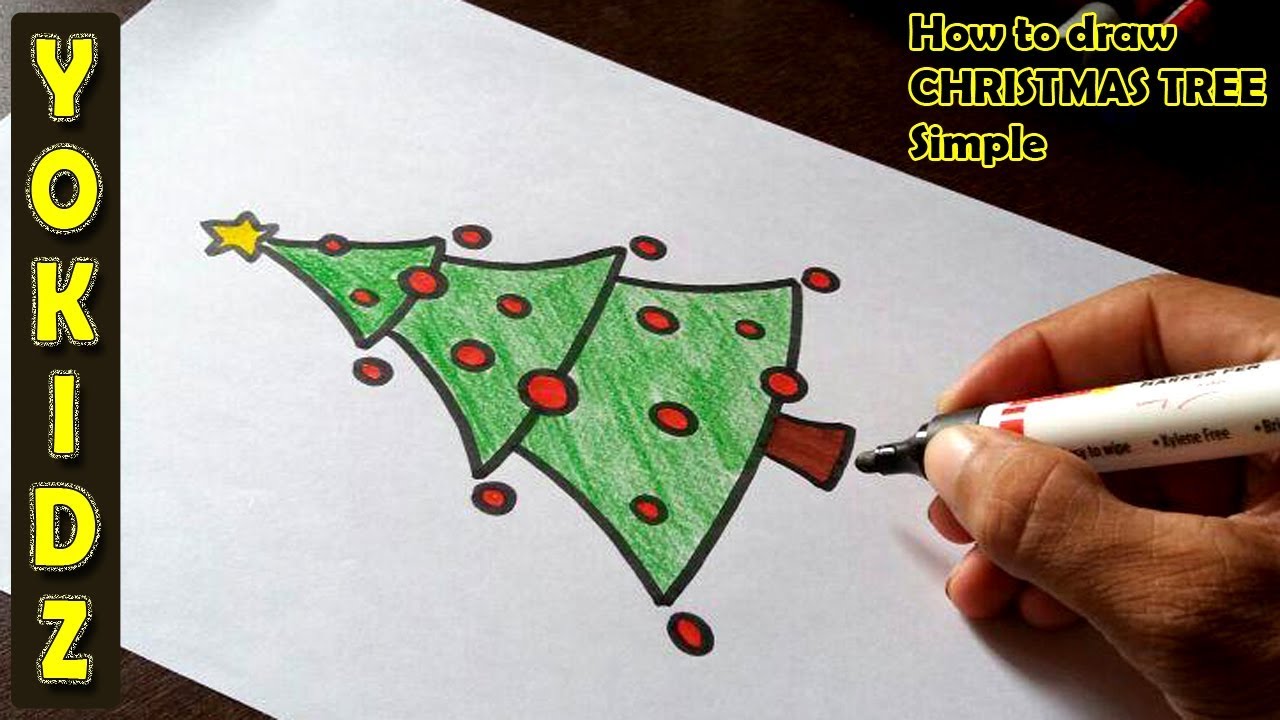 How To Draw A Christmas Tree Simple Youtube