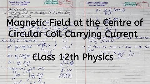 Magnetic field at the Centre of circular coil, Chapter 4, Moving Charges and Magnetism, Class 12