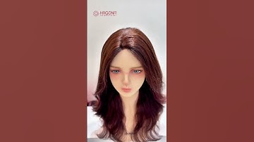 Tóc giả nữ đội nguyên đầu màu nâu #socola uốn xoăn nhẹ bay làm bằng tóc thật #Hagona #tóc_giả