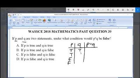 WASSCE 2018 MATHEMATICS PAST QUESTION 39 Logical Reasoning