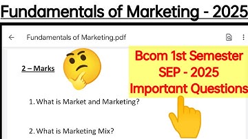 Fundamentals of Marketing important Questions Bcom 1st Sem SEP 2025 Model Question Paper Blueprint