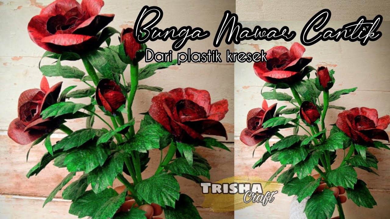 Bunga mawar cantik dari plastik kresek