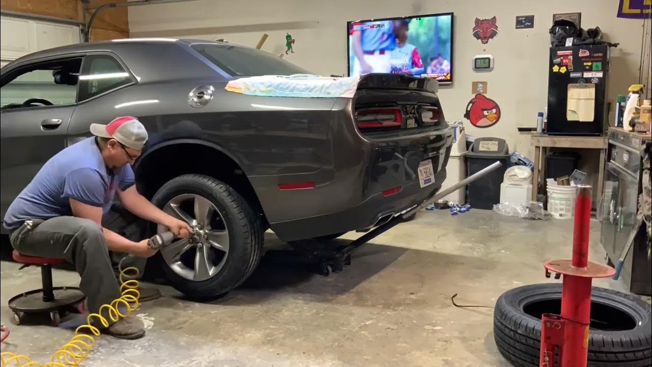 2018 Dodge Challenger tire change at home. YouTube