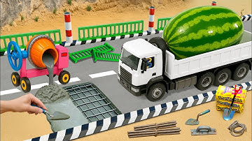 Monster Destroys Road | DIY Mini Tractor Builds Reinforced Concrete Road for Trucks -Science Project