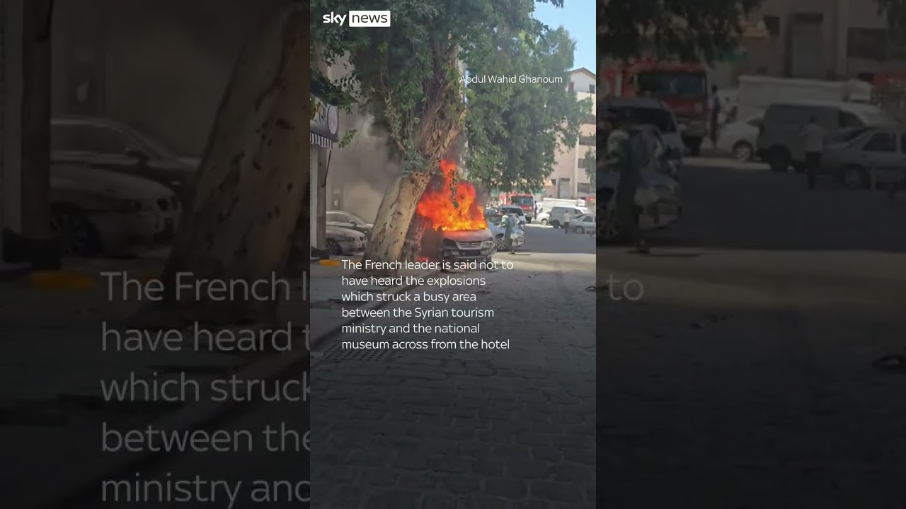 Explosions near Macron's hotel in Damascus
