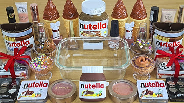 NUTELLA SLIME | Mixing makeup and glitter into Clear Slime | Satisfying Slime Videos 1080p