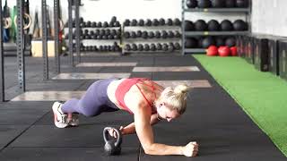 KB elbow plank pull through