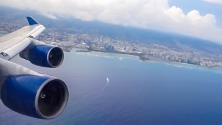 DELTA AIRLINES Boeing 747-451 / Honolulu to Atlanta / First Class / Great engine view and sound !