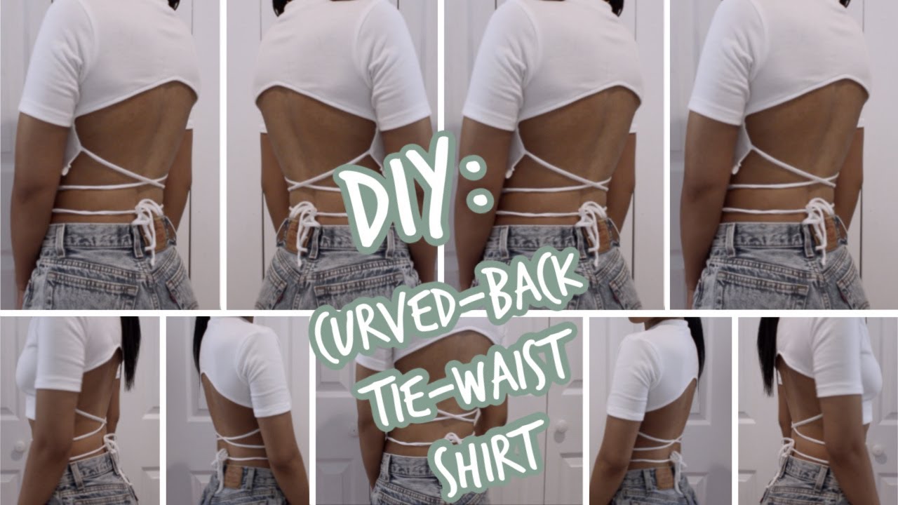 DIY| From Scratch: Cropped, Curved Back, Tie Waist Shirt/Top - YouTube