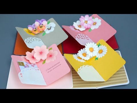 Pop Up Card Gift Card Holder Flowers ポップアップカード ギフトカードホルダー 花 Youtube