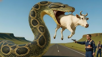 "Massive Python Swallows Mother Cow Whole! ⚡ Herd