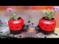 🐞COMO HACER MACETAS CON LLANTAS RECICLADAS - Mariquita  con llantas (neumaticos) usadas