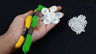 It&#39;s so beautiful, 3D new hand embroidery flower  design idea . Hand embroidery Button flower design