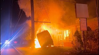 FULLY INVOLVED VAN INTO BUILDING - SYOSSET NY